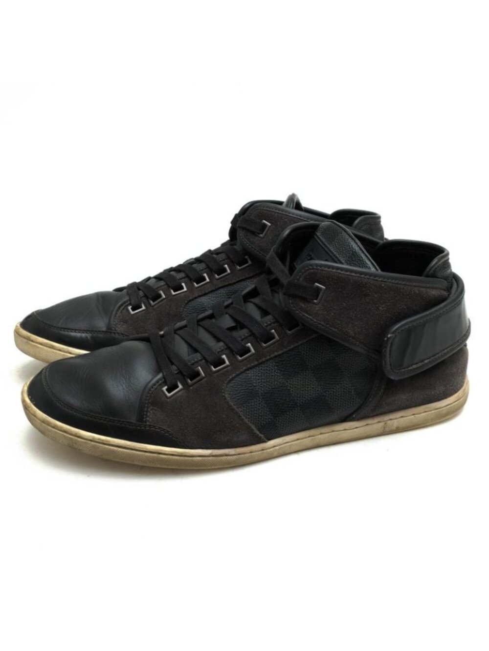 Louis Vuitton Shoes Sneakers High Cut Men Leather Gray Damier Graphite - Picture 2 of 9